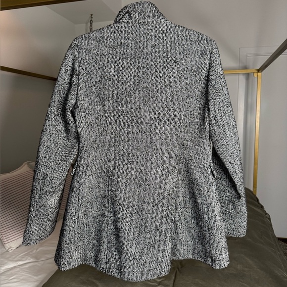 Nautica Tweed Coat Womens M Black White Houndstooth Jacket Preppy Y2K Academia - Picture 2 of 6